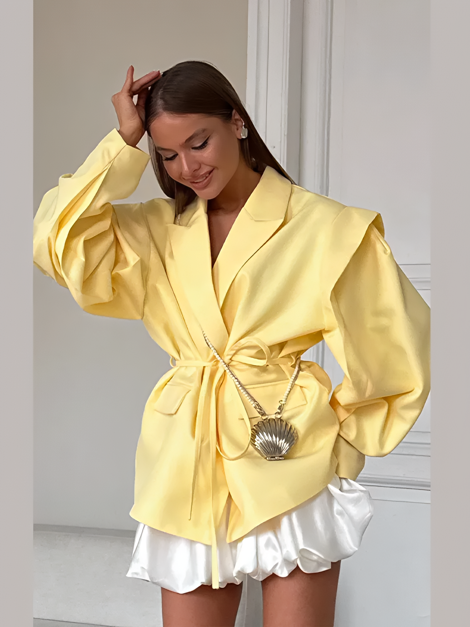 MAAYAH Manteau Blazer mit Schnürung für Damen, z
