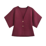 MAAYAH Strickjacke – V-Ausschnitt, Kurzarm