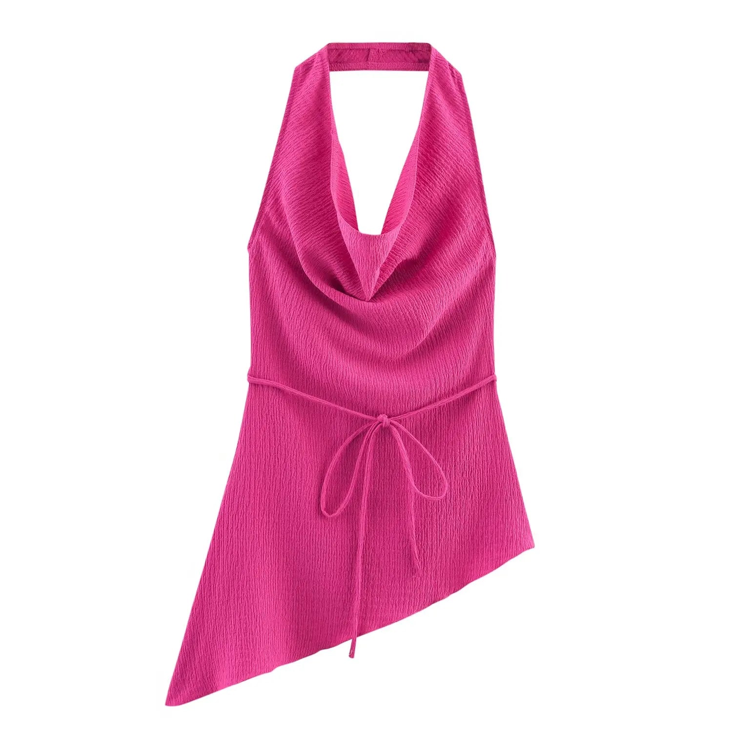 Zweiteiliges Neckholder-Set – Fuchsiafarbenes Oberteil und Hose