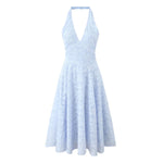 Rückenfreies Neckholder-A-Linien-Kleid mit Blumenmuster