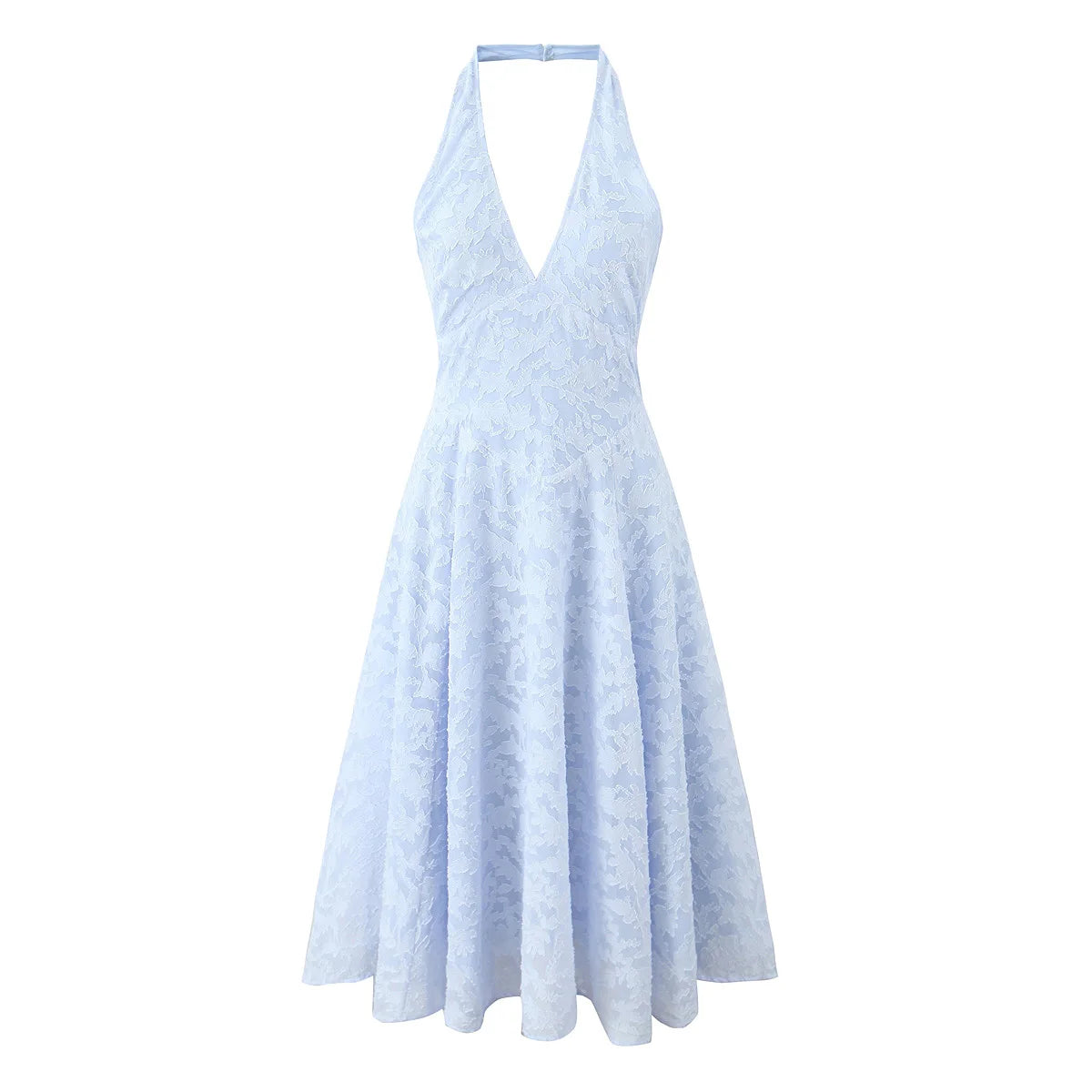Rückenfreies Neckholder-A-Linien-Kleid mit Blumenmuster