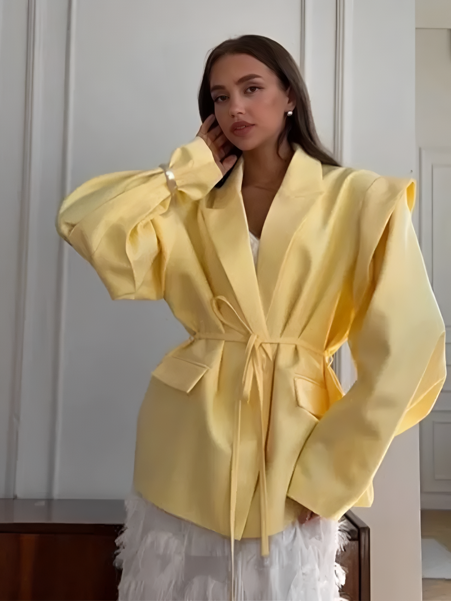 MAAYAH Manteau Blazer mit Schnürung für Damen, z